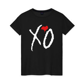 Женская футболка хлопок с принтом XO в Екатеринбурге, 100% хлопок | прямой крой, круглый вырез горловины, длина до линии бедер, слегка спущенное плечо | the weeknd