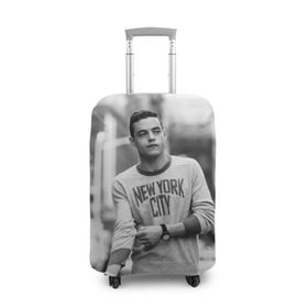 Чехол для чемодана 3D с принтом Rami Malek в Екатеринбурге, 86% полиэфир, 14% спандекс | двустороннее нанесение принта, прорези для ручек и колес | mr robot | rami malek | мистер робот | рами малек