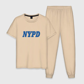 Мужская пижама хлопок с принтом NYPD в Екатеринбурге, 100% хлопок | брюки и футболка прямого кроя, без карманов, на брюках мягкая резинка на поясе и по низу штанин
 | new york police department | департамент | нью йорк