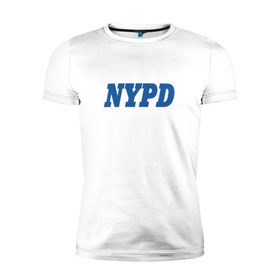Мужская футболка премиум с принтом NYPD в Екатеринбурге, 92% хлопок, 8% лайкра | приталенный силуэт, круглый вырез ворота, длина до линии бедра, короткий рукав | new york police department | департамент | нью йорк