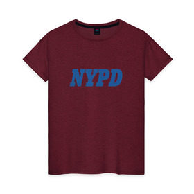 Женская футболка хлопок с принтом NYPD в Екатеринбурге, 100% хлопок | прямой крой, круглый вырез горловины, длина до линии бедер, слегка спущенное плечо | new york police department | департамент | нью йорк