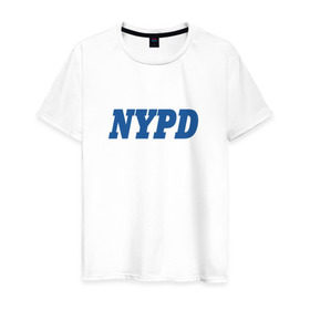 Мужская футболка хлопок с принтом NYPD в Екатеринбурге, 100% хлопок | прямой крой, круглый вырез горловины, длина до линии бедер, слегка спущенное плечо. | new york police department | департамент | нью йорк