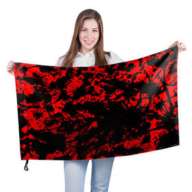 Флаг 3D с принтом Красные краски в Екатеринбурге, 100% полиэстер | плотность ткани — 95 г/м2, размер — 67 х 109 см. Принт наносится с одной стороны | abstraction | абстракция красок | брызги красок | краска | красные краски | потертость красок | разводы красок | черно белый