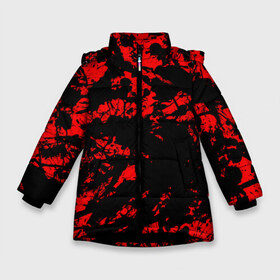 Зимняя куртка для девочек 3D с принтом Красные краски в Екатеринбурге, ткань верха — 100% полиэстер; подклад — 100% полиэстер, утеплитель — 100% полиэстер. | длина ниже бедра, удлиненная спинка, воротник стойка и отстегивающийся капюшон. Есть боковые карманы с листочкой на кнопках, утяжки по низу изделия и внутренний карман на молнии. 

Предусмотрены светоотражающий принт на спинке, радужный светоотражающий элемент на пуллере молнии и на резинке для утяжки. | abstraction | абстракция красок | брызги красок | краска | красные краски | потертость красок | разводы красок | черно белый