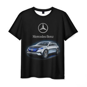 Мужская футболка 3D с принтом Mercedes-Benz в Екатеринбурге, 100% полиэфир | прямой крой, круглый вырез горловины, длина до линии бедер | kомпания производитель легковых автомобилей премиального класса | немецкое качество