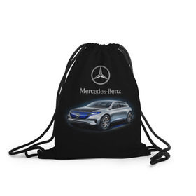 Рюкзак-мешок 3D с принтом Mercedes-Benz в Екатеринбурге, 100% полиэстер | плотность ткани — 200 г/м2, размер — 35 х 45 см; лямки — толстые шнурки, застежка на шнуровке, без карманов и подкладки | kомпания производитель легковых автомобилей премиального класса | немецкое качество