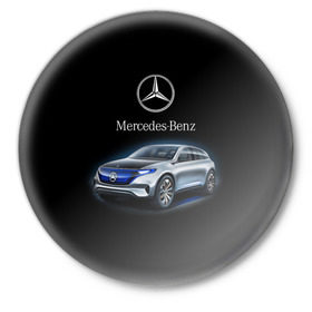 Значок с принтом Mercedes-Benz в Екатеринбурге,  металл | круглая форма, металлическая застежка в виде булавки | kомпания производитель легковых автомобилей премиального класса | немецкое качество
