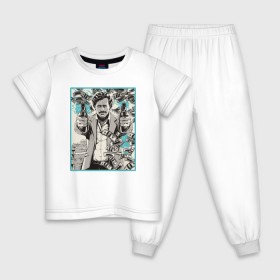 Детская пижама хлопок с принтом Пабло Эскобар в Екатеринбурге, 100% хлопок |  брюки и футболка прямого кроя, без карманов, на брюках мягкая резинка на поясе и по низу штанин
 | narco | доллары | оружие