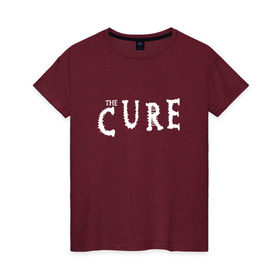 Женская футболка хлопок с принтом The Cure в Екатеринбурге, 100% хлопок | прямой крой, круглый вырез горловины, длина до линии бедер, слегка спущенное плечо | cure | британия | группы | музыка | надпись | роберт смит | роджер одоннелл | рок | саймон гэллап