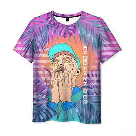 Мужская футболка 3D с принтом Sayonara Boy в Екатеринбурге, 100% полиэфир | прямой крой, круглый вырез горловины, длина до линии бедер | allj | eldzhey | sayonaraboy | алексей узенюк | рэпер | хип хоп | элджей
