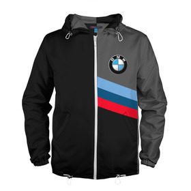 Мужская ветровка 3D с принтом BMW Brand Tricolor в Екатеринбурге, 100% полиэстер | подол и капюшон оформлены резинкой с фиксаторами, два кармана без застежек по бокам, один потайной карман на груди | bmw | автомобильные | бмв | машины