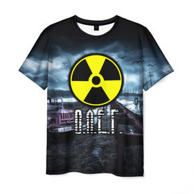 Мужская футболка 3D с принтом S.T.A.L.K.E.R. - О.Л.Е.Г. в Екатеринбурге, 100% полиэфир | прямой крой, круглый вырез горловины, длина до линии бедер | stalker | игра | имя | олег | припять | радиация | сталкер | чернобыль