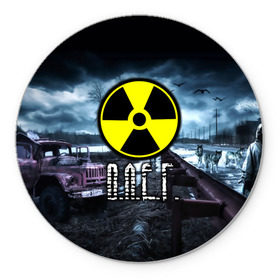 Коврик круглый с принтом S.T.A.L.K.E.R. - О.Л.Е.Г. в Екатеринбурге, резина и полиэстер | круглая форма, изображение наносится на всю лицевую часть | stalker | игра | имя | олег | припять | радиация | сталкер | чернобыль