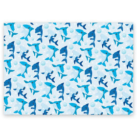 Поздравительная открытка с принтом Акулы в Екатеринбурге, 100% бумага | плотность бумаги 280 г/м2, матовая, на обратной стороне линовка и место для марки
 | shark | акула | вода | море | океан | пузыри | рыба | рыбалка