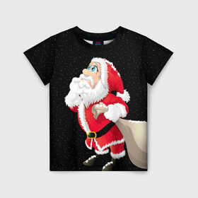 Детская футболка 3D с принтом Санта в Екатеринбурге, 100% гипоаллергенный полиэфир | прямой крой, круглый вырез горловины, длина до линии бедер, чуть спущенное плечо, ткань немного тянется | christmas | new year | дед мороз | елка | зима | клаус | метель | мороз | новый год | праздник | рождество | санта | снег | снеговик | снегурочка