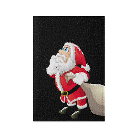 Обложка для паспорта матовая кожа с принтом Санта в Екатеринбурге, натуральная матовая кожа | размер 19,3 х 13,7 см; прозрачные пластиковые крепления | Тематика изображения на принте: christmas | new year | дед мороз | елка | зима | клаус | метель | мороз | новый год | праздник | рождество | санта | снег | снеговик | снегурочка