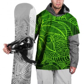 Накидка на куртку 3D с принтом зеленые узоры в Екатеринбурге, 100% полиэстер |  | green | абстракция | арт | восток | геометрия | зелень | индия | орнамент | роспись | узоры | цветы