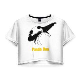 Женская футболка 3D укороченная с принтом Panda dub в Екатеринбурге, 100% полиэстер | круглая горловина, длина футболки до линии талии, рукава с отворотами | Тематика изображения на принте: dab | dance | dub | movement | panda | движение | панда | танец