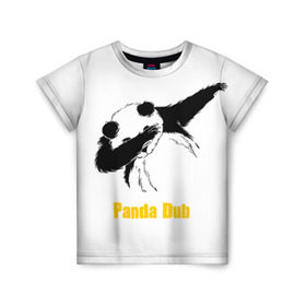 Детская футболка 3D с принтом Panda dub в Екатеринбурге, 100% гипоаллергенный полиэфир | прямой крой, круглый вырез горловины, длина до линии бедер, чуть спущенное плечо, ткань немного тянется | dab | dance | dub | movement | panda | движение | панда | танец