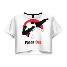 Женская футболка 3D укороченная с принтом Panda dub в Екатеринбурге, 100% полиэстер | круглая горловина, длина футболки до линии талии, рукава с отворотами | dab | dance | dub | movement | panda | движение | панда | танец