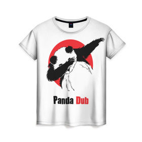 Женская футболка 3D с принтом Panda dub в Екатеринбурге, 100% полиэфир ( синтетическое хлопкоподобное полотно) | прямой крой, круглый вырез горловины, длина до линии бедер | dab | dance | dub | movement | panda | движение | панда | танец