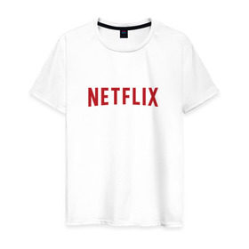 Мужская футболка хлопок с принтом Netflix в Екатеринбурге, 100% хлопок | прямой крой, круглый вырез горловины, длина до линии бедер, слегка спущенное плечо. | logo | netflix | netflix logo | нетфликс | нэтфликс | сериалы | телевидение | фанат сериалов