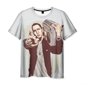 Мужская футболка 3D с принтом Eminem Art в Екатеринбурге, 100% полиэфир | прямой крой, круглый вырез горловины, длина до линии бедер | art | eminem | hip hop | rap | rap god | арт | брюс | бумбокс | маршалл | мэтерс | рэп | хим хоп | эминем