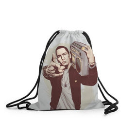 Рюкзак-мешок 3D с принтом Eminem Art в Екатеринбурге, 100% полиэстер | плотность ткани — 200 г/м2, размер — 35 х 45 см; лямки — толстые шнурки, застежка на шнуровке, без карманов и подкладки | Тематика изображения на принте: art | eminem | hip hop | rap | rap god | арт | брюс | бумбокс | маршалл | мэтерс | рэп | хим хоп | эминем