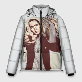 Мужская зимняя куртка 3D с принтом Eminem Art в Екатеринбурге, верх — 100% полиэстер; подкладка — 100% полиэстер; утеплитель — 100% полиэстер | длина ниже бедра, свободный силуэт Оверсайз. Есть воротник-стойка, отстегивающийся капюшон и ветрозащитная планка. 

Боковые карманы с листочкой на кнопках и внутренний карман на молнии. | Тематика изображения на принте: art | eminem | hip hop | rap | rap god | арт | брюс | бумбокс | маршалл | мэтерс | рэп | хим хоп | эминем