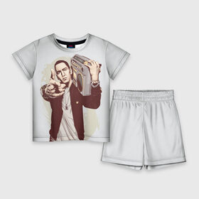 Детский костюм с шортами 3D с принтом Eminem Art в Екатеринбурге,  |  | art | eminem | hip hop | rap | rap god | арт | брюс | бумбокс | маршалл | мэтерс | рэп | хим хоп | эминем
