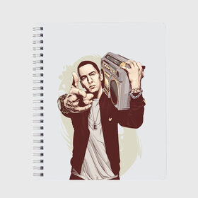 Тетрадь с принтом Eminem Art в Екатеринбурге, 100% бумага | 48 листов, плотность листов — 60 г/м2, плотность картонной обложки — 250 г/м2. Листы скреплены сбоку удобной пружинной спиралью. Уголки страниц и обложки скругленные. Цвет линий — светло-серый
 | Тематика изображения на принте: art | eminem | hip hop | rap | rap god | арт | брюс | бумбокс | маршалл | мэтерс | рэп | хим хоп | эминем