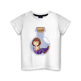 Детская футболка хлопок с принтом Фриск в Екатеринбурге, 100% хлопок | круглый вырез горловины, полуприлегающий силуэт, длина до линии бедер | frisk | undertale | фриск