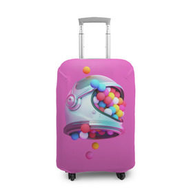 Чехол для чемодана 3D с принтом Colorful balls в Екатеринбурге, 86% полиэфир, 14% спандекс | двустороннее нанесение принта, прорези для ручек и колес | balls | colorful | helmet | pink | колорит | космонавт | космос | розовый | скафандр | цвет | шарики | шары | шлем