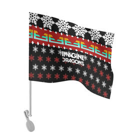Флаг для автомобиля с принтом Праздничный Imagine Dragons в Екатеринбурге, 100% полиэстер | Размер: 30*21 см | альтернативный | американская | группа | драгонс | имеджин | инди | индирок | новогодний | поп | рождество | рок | свитер | электроник