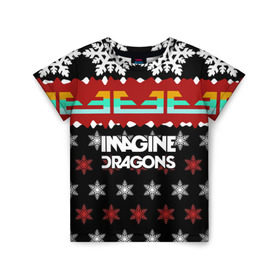 Детская футболка 3D с принтом Праздничный Imagine Dragons в Екатеринбурге, 100% гипоаллергенный полиэфир | прямой крой, круглый вырез горловины, длина до линии бедер, чуть спущенное плечо, ткань немного тянется | альтернативный | американская | группа | драгонс | имеджин | инди | индирок | новогодний | поп | рождество | рок | свитер | электроник