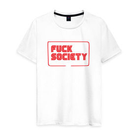 Мужская футболка хлопок с принтом F Society в Екатеринбурге, 100% хлопок | прямой крой, круглый вырез горловины, длина до линии бедер, слегка спущенное плечо. | mr robot | rami malek | мистер робот | рами малек