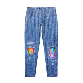 Детские леггинсы 3D с принтом Рваные джинсы в Екатеринбурге, полиэстер 85%, спандекс 15% | эластичный пояс, зауженный крой | allj | eldzhey | sayonaraboy | алексей узенюк | рэпер | хип хоп | элджей