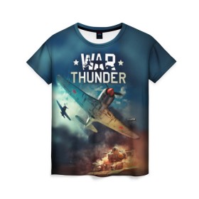 Женская футболка 3D с принтом Гром войны в Екатеринбурге, 100% полиэфир ( синтетическое хлопкоподобное полотно) | прямой крой, круглый вырез горловины, длина до линии бедер | war thunder | гром войны