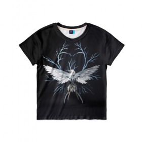 Детская футболка 3D с принтом Птица-гром в Екатеринбурге, 100% гипоаллергенный полиэфир | прямой крой, круглый вырез горловины, длина до линии бедер, чуть спущенное плечо, ткань немного тянется | Тематика изображения на принте: мифические животные | мифы
