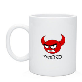 Кружка с принтом FreeBSD демон в Екатеринбурге, керамика | объем — 330 мл, диаметр — 80 мм. Принт наносится на бока кружки, можно сделать два разных изображения | bsd | demon | freebsd | os | unix | демон | злой | ос | чёртик