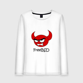 Женский лонгслив хлопок с принтом FreeBSD демон в Екатеринбурге, 100% хлопок |  | bsd | demon | freebsd | os | unix | демон | злой | ос | чёртик