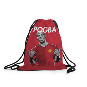 Рюкзак-мешок 3D с принтом Pogba Manchester United в Екатеринбурге, 100% полиэстер | плотность ткани — 200 г/м2, размер — 35 х 45 см; лямки — толстые шнурки, застежка на шнуровке, без карманов и подкладки | Тематика изображения на принте: mu | paul | pogba | манчестер юнайтед | мю | погба | форма