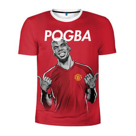 Мужская футболка 3D спортивная с принтом Pogba Manchester United в Екатеринбурге, 100% полиэстер с улучшенными характеристиками | приталенный силуэт, круглая горловина, широкие плечи, сужается к линии бедра | mu | paul | pogba | манчестер юнайтед | мю | погба | форма