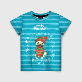 Детская футболка 3D с принтом Happy new year в Екатеринбурге, 100% гипоаллергенный полиэфир | прямой крой, круглый вырез горловины, длина до линии бедер, чуть спущенное плечо, ткань немного тянется | 