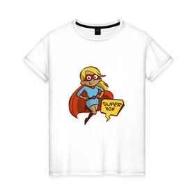 Женская футболка хлопок с принтом Супер мама в Екатеринбурге, 100% хлопок | прямой крой, круглый вырез горловины, длина до линии бедер, слегка спущенное плечо | 8 марта | девушка | жена | женщина | мама