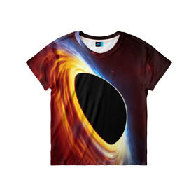 Детская футболка 3D с принтом Black planet в Екатеринбурге, 100% гипоаллергенный полиэфир | прямой крой, круглый вырез горловины, длина до линии бедер, чуть спущенное плечо, ткань немного тянется | Тематика изображения на принте: black hole | planet | space | астрономия | вселенная | звёзды | космос | млечный путь | планета | чёрная дыра