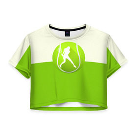 Женская футболка 3D укороченная с принтом Теннис в Екатеринбурге, 100% полиэстер | круглая горловина, длина футболки до линии талии, рукава с отворотами | sport | логотип | мяч | спорт | теннис
