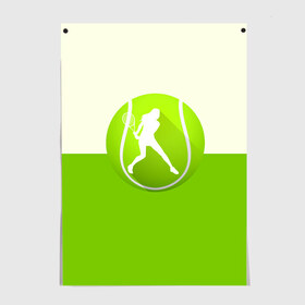 Постер с принтом Теннис в Екатеринбурге, 100% бумага
 | бумага, плотность 150 мг. Матовая, но за счет высокого коэффициента гладкости имеет небольшой блеск и дает на свету блики, но в отличии от глянцевой бумаги не покрыта лаком | sport | логотип | мяч | спорт | теннис