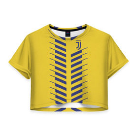 Женская футболка 3D укороченная с принтом Juventus 2018 Creative #1 в Екатеринбурге, 100% полиэстер | круглая горловина, длина футболки до линии талии, рукава с отворотами | 