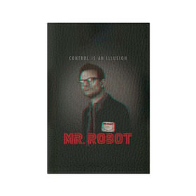 Обложка для паспорта матовая кожа с принтом Mr Robot в Екатеринбурге, натуральная матовая кожа | размер 19,3 х 13,7 см; прозрачные пластиковые крепления | 